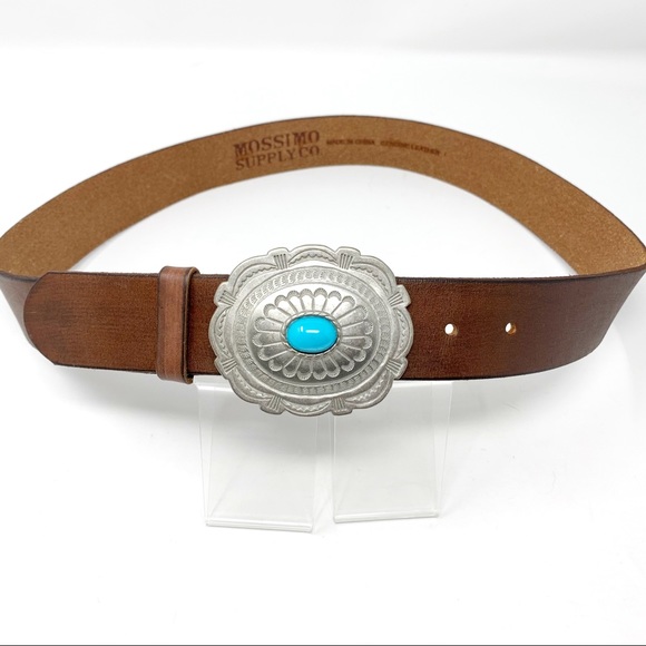 Mossimo Supply Co. Accessories - Mossimo Brown Leather Belt With Aztec Buckle Large